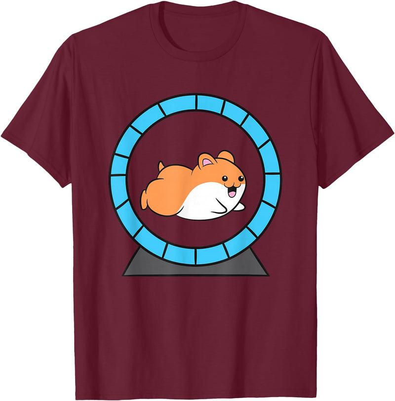 Hamster in a Hamster Wheel Pet Hamster T-Shirt - Burgundy