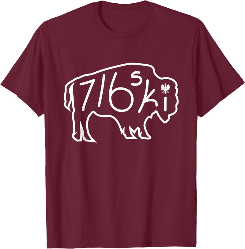 Buffalo Polish 716 716ski Dyngus Day Buffalo NY Polish T-Shirt - Burgundy