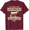 Funny Brown Swiss Farmer Gift for Men & Women I Need This Cow Breeder - Cattle Farmer Brown Swiss T-Shirt - Burgundy