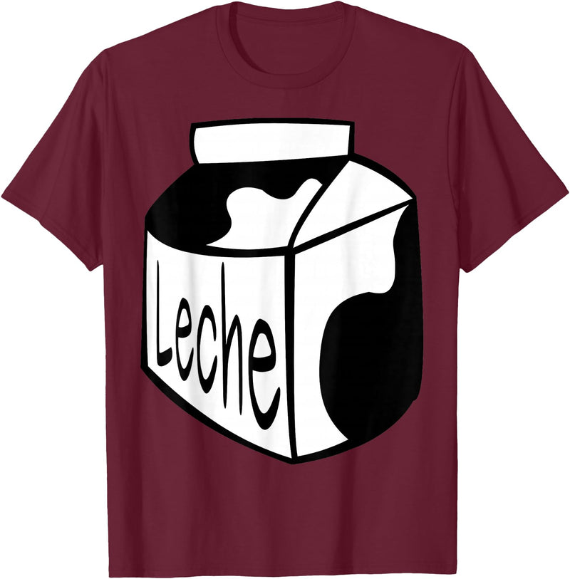 Clever Witty Milk Designs Leche Spanish Milk Carton Dairy Lover T-Shirt - Burgundy