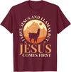Funny Llamas Saying Protestant Bible Christ God Llamas Lover Christian Religion Faith Jesus Catholic T-Shirt - Burgundy