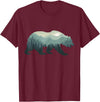 Outdoors Gift Ideas Camping Stuff Men Graphic Tees Misty Forest Bear Silhouette Wildlife Nature Lover T-Shirt - Burgundy