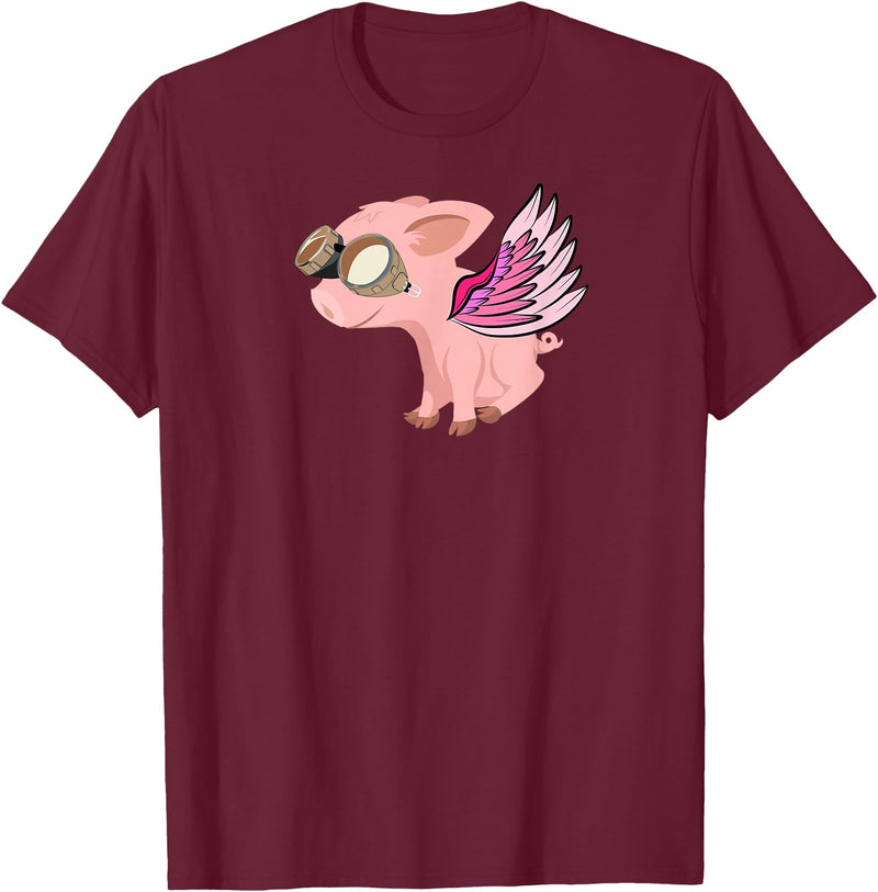 RWS235 When Pigs Fly, Flying Pig T-shirt T-Shirt - Burgundy