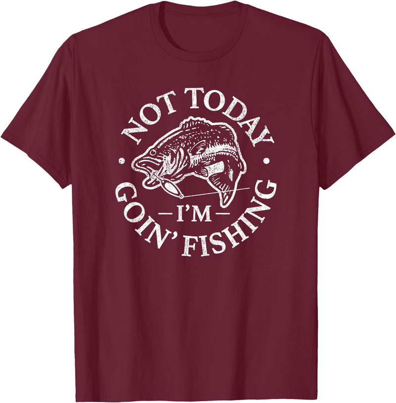 Air Waves Not today, I'm going fishing T-Shirt - Burgundy