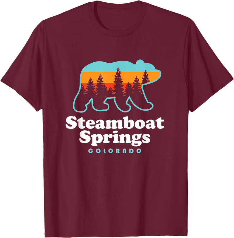 Steamboat Springs Colorado Bear T-Shirt - Burgundy