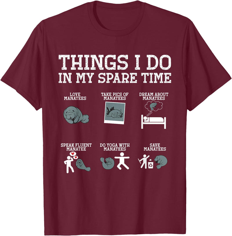Manatee Gifts & Manatee Lover Apparel Manatee Round Tail Sea Cows T-Shirt - Burgundy