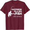 Fishing Fisherman Fisher DA0 Fishing Vintage Happiness Is A Big Fish And A Witness T-Shirt - Burgundy