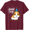 Guinea Pig Birthday by Joy Haus Guinea Pig Birthday Party Wheek Kid 11 Year Old 11th Outfit T-Shirt - Burgundy