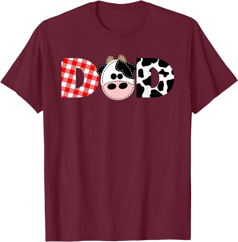 Funny Cow Mom And Dad Birthday Family Tees Dad of The Birthday for Boy Cow Farm 1st Birthday Cow Daddy T-Shirt - Burgundy