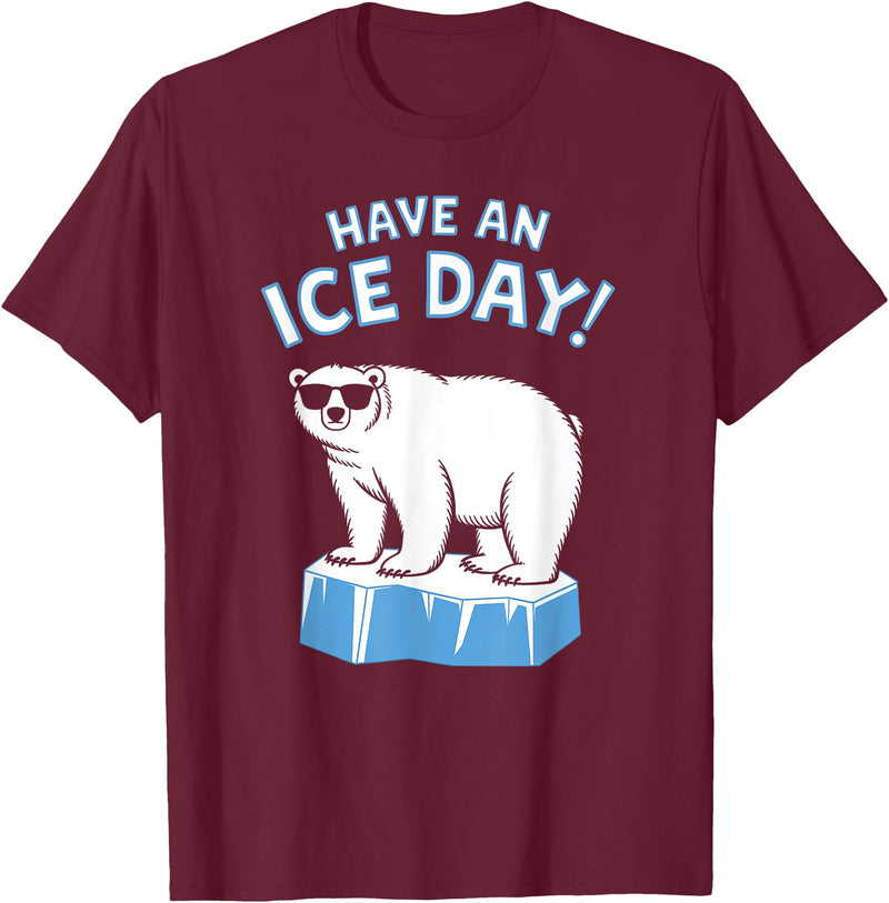Christmas Happy Fam2024 Funny Polar Bear Have An Ice Day Snow Boys Girls Kids T-Shirt - Burgundy