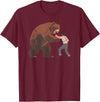 Outdoor lover funny outfits Bear Challenge - Funny Man Against Wild Bear Fighting T-Shirt - Burgundy