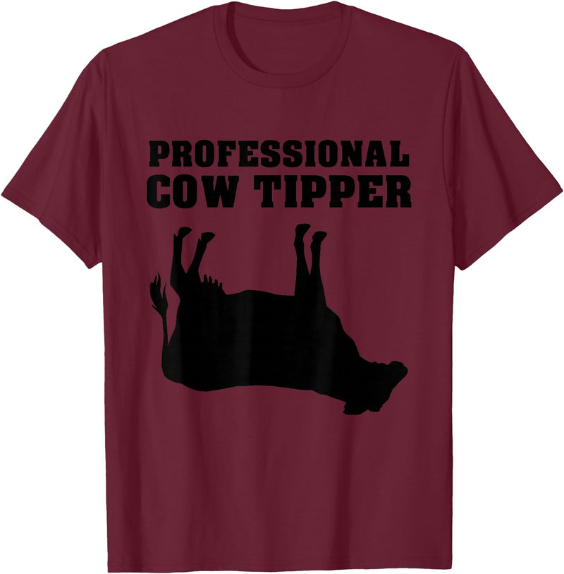 Cow Tipping Apparel Professional Cow Tipper - Cow Tipping T-Shirt - Burgundy