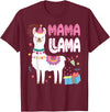 Family Matching Llama Birthday Party Supplies Mama Llama Mom Of The Birthday Llama Birthday Theme T-Shirt - Burgundy