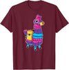 Llama Pinata Party Shop Funny Loot Llama Pinata with Yellow Saddlebag T-Shirt - Burgundy