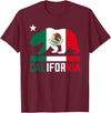 Mexican American US Apparel Co California Bear Mexican Flag State T-Shirt - Burgundy