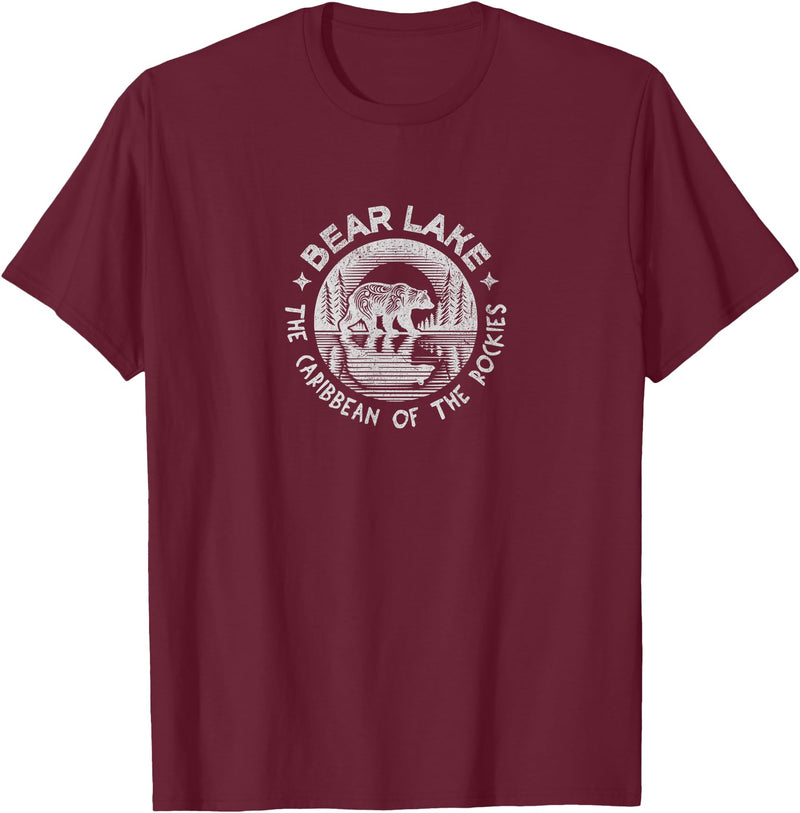 Bear Lake The Caribbean Of The Rockies Utah Idaho Bear Lake Vintage The Caribbean Of The Rockies Utah Idaho T-Shirt - Burgundy