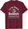 Vintage Cedar Rapids Iowa Rabbits Defunct Baseball Team T-Shirt in Burgundy