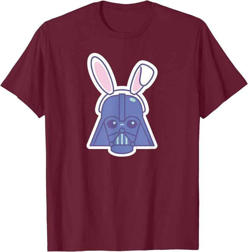 Darth Vader Sticker Style Rabbit Ears Easter Bunny T-Shirt in Burgundy