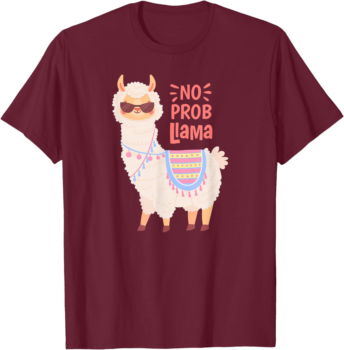 Llama & Alpaca Shirts, Cute Llama & Alpaca Outfit No ProbLlama Shirt, No Problama Shirt, Funny Alpaca Llama T-Shirt - Burgundy