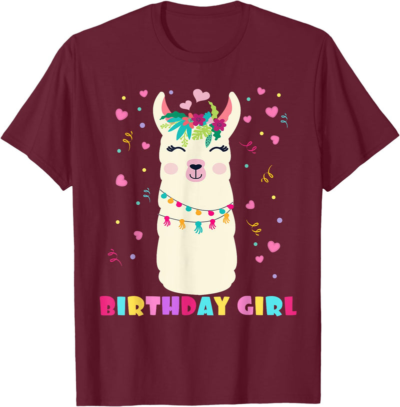 Llamazing Birthday Party Outfit Llama Lovers Birthday Girl Cute Llama Alpaca Kids Llamazing T-Shirt - Burgundy