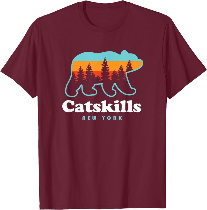 Catskill Mountains Catskills NY Bear Mountains Camping Hiking New York T-Shirt - Burgundy