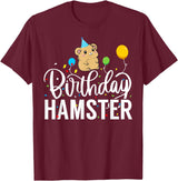 Hamster Birthday Party Birthday Hamster T-Shirt - Burgundy