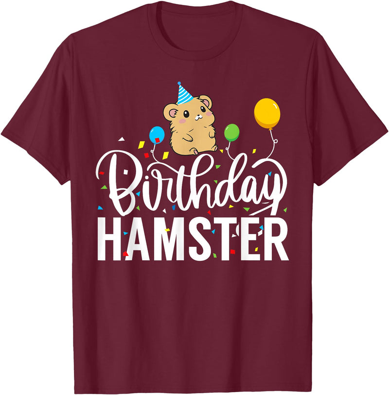 Hamster Birthday Party Birthday Hamster T-Shirt - Burgundy