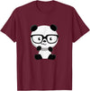 My Shirt Hub Cute Little Bear Panda Nerd with Glasses T-Shirt - Burgundy