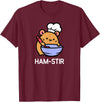 Hamster, Ham-stir Funny Jokes Sarcastic T-Shirt - Unisex-Adults & Kids - Black - Small - Short Sleeve - Cotton Blend - Classic Fit - Crew Neck - T-Shirt - Burgundy