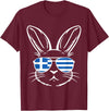 Greek Flag of Greece Orthodox Easter Rabbit Greek Easter T-Shirt in Burgundy