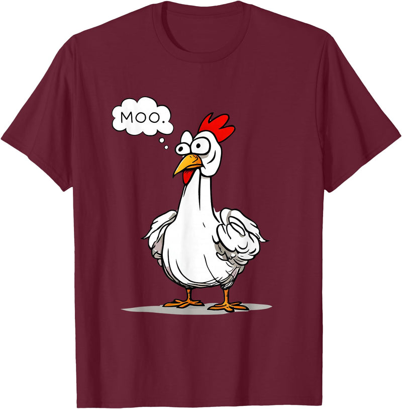 funny farm animal chicken cow fans apparel MOO moo chicken shirt funny silly chick says moo cow sound T-Shirt - Burgundy