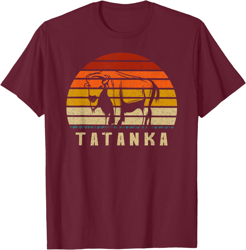 Retro Vintage American Buffalo Tatanka Animal Gift T Shirt T-Shirt - Burgundy