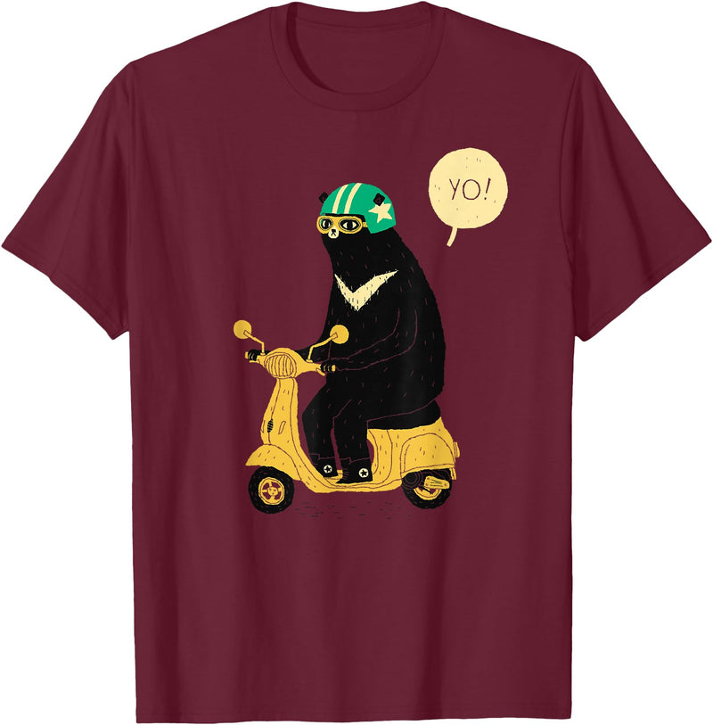 scooter bear tees Scooter Bear black bear T-shirt / taiwan bear shirt sun bear T-Shirt - Burgundy
