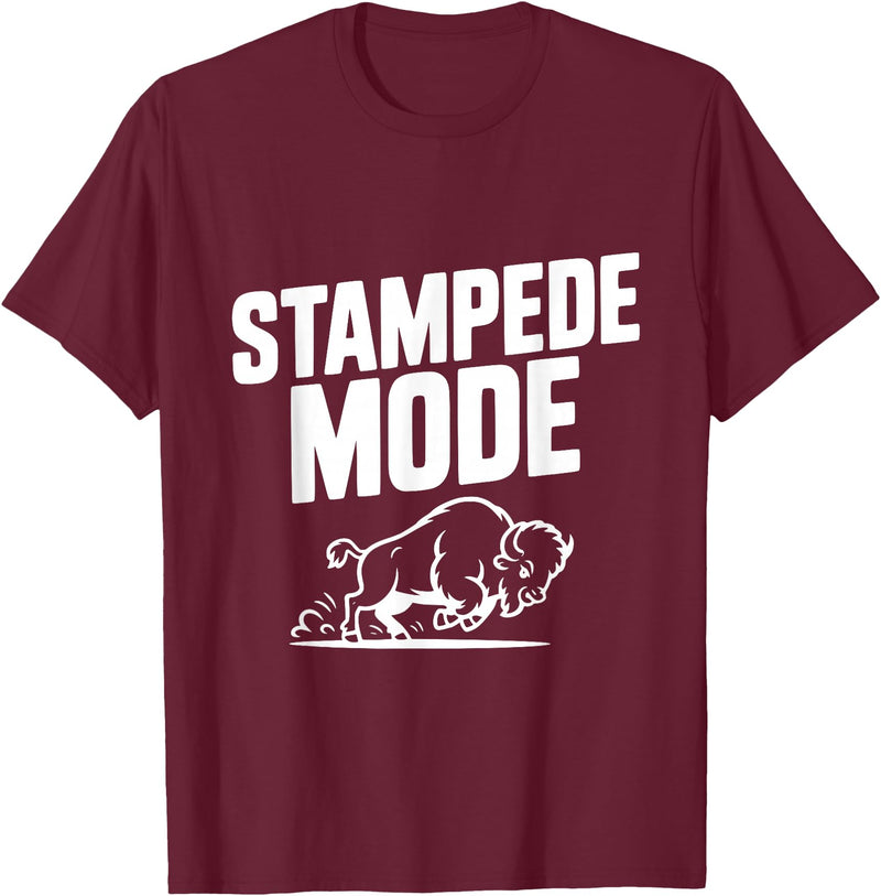 Fraxoweb Stampede Mode Buffalo for Animal Lovers T-Shirt - Burgundy