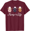 Highland Cow Nurse Life Costume Cute Highland Cow Nurse Life Farm Animal Lover Nursing T-Shirt - Burgundy