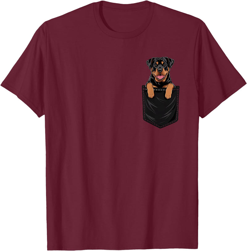 RottweilersBests Funny Rottweiler In Pocket Dog Mom Dad T-Shirt - Burgundy