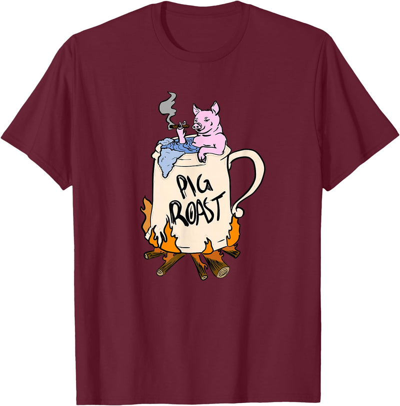 Funny animal pig roast party clothing and apparel Funny Pig Spit Roast BBQ Party Grill Master Gift T-Shirt - Burgundy