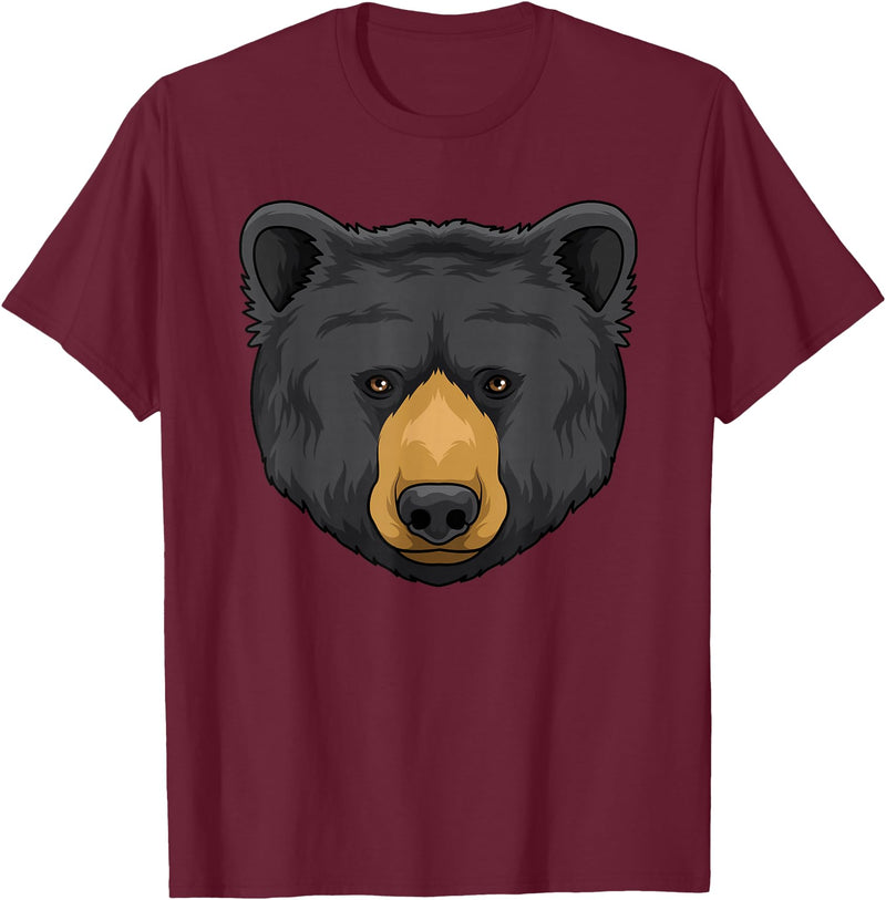 Wowsome! Black Bear Animal Head - Cute Black Bear Lover Women Men T-Shirt - Burgundy