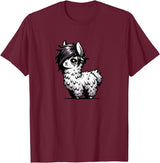 Emo Llama Tees Cute Emo Llama Kawaii Kids Boys Girls T-Shirt - Burgundy
