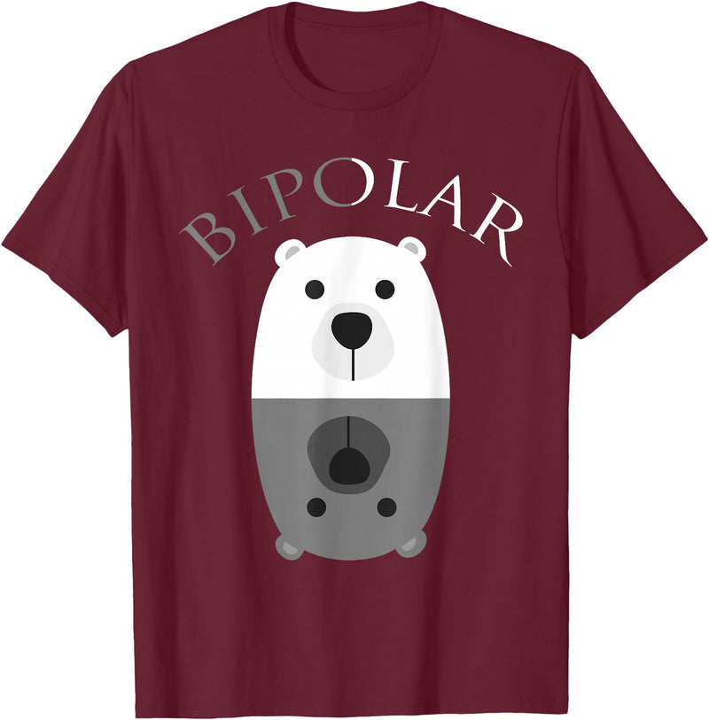 Cool I Love Polar Bears With Bipolar T-shirts Bipolar Shirt | Cute Mental Disorder Polar Bear Tee Gift T-Shirt - Burgundy