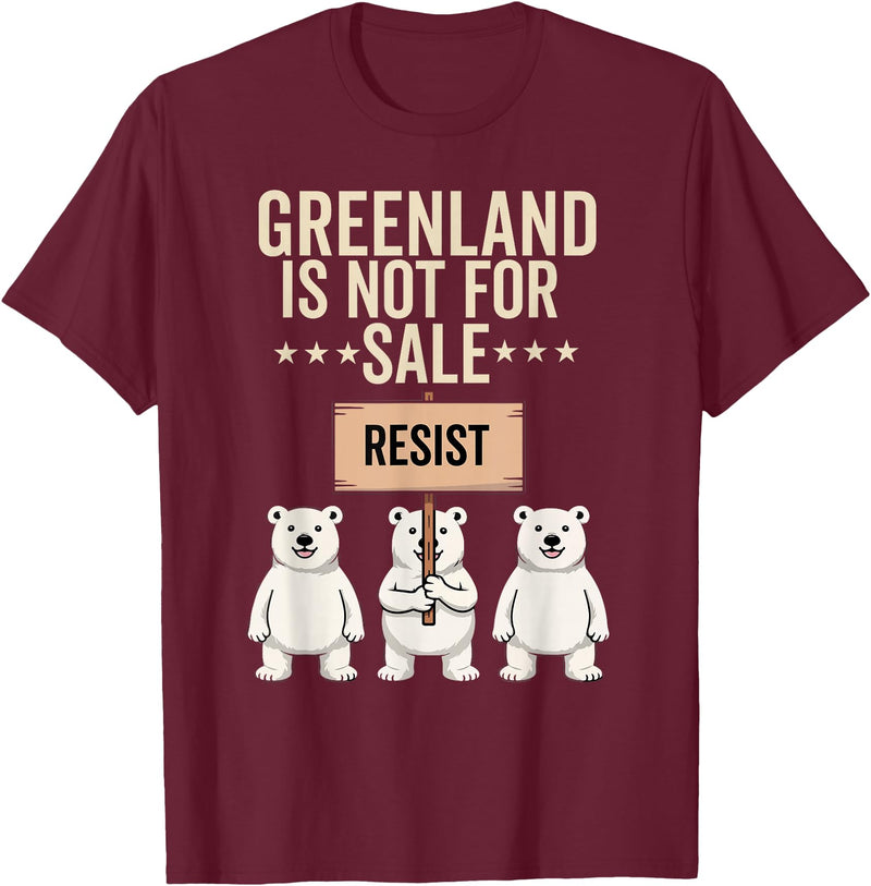 Greenland is not for sale Merch Greenland is not for Sale Polar Bear Greenland Support Prote T-Shirt - Burgundy