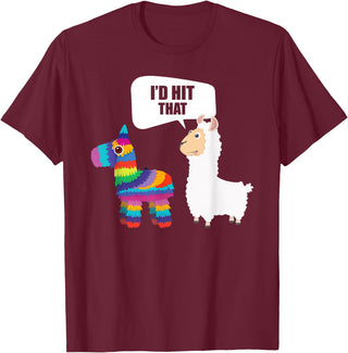 VepaDesigns Cinco De Mayo Shirt Mexican Gift Llama Id Hit That Pinata Mexican Funny Cinco de Mayo Gift T-Shirt - Burgundy