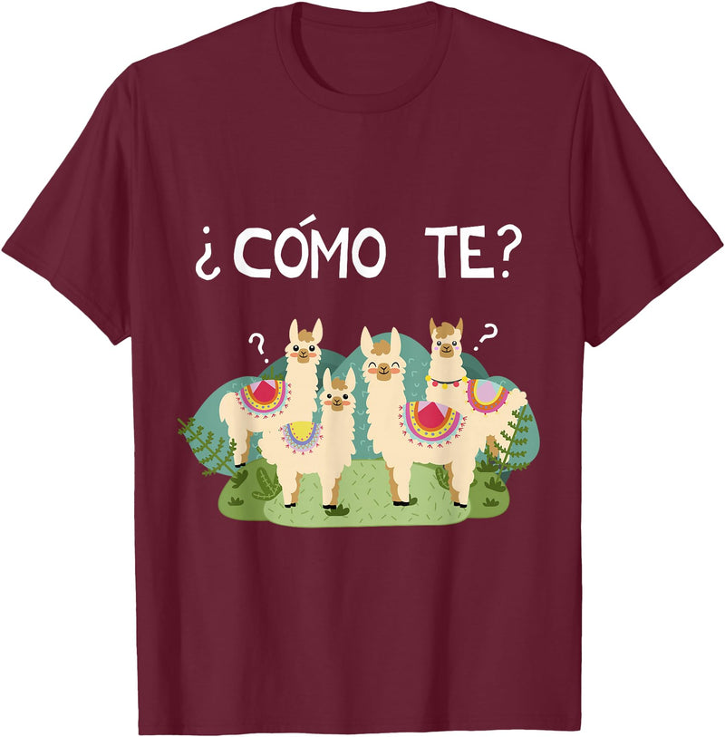 Spanish Shirt | Llama Tee | Funny Spanish Shirt Funny Spanish Tee, Como Te Llama, Llama Tshirt T-Shirt - Burgundy