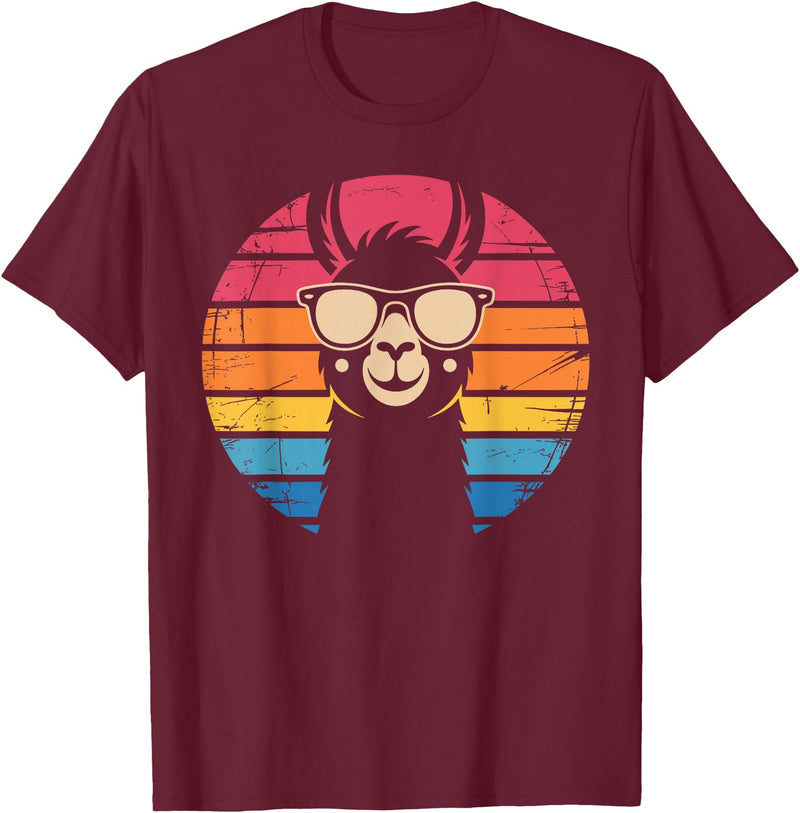 Llama Gift Llama Lover Accessories & Lama Stuff Funny Llama Design for Men Women Kids Llama Lover Gag Llama T-Shirt - Burgundy