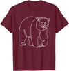 Modern Minimalist Wildlife Line Art Graphic Minimalist Polar Bear Single Line Art Drawing T-Shirt - Burgundy