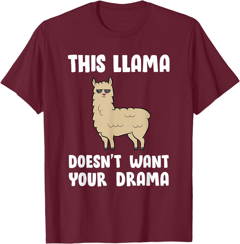 Funny Llama And Alpaca Gifts Funny Llama This Llama Mag No Drama Alpaca Llama T-Shirt - Burgundy
