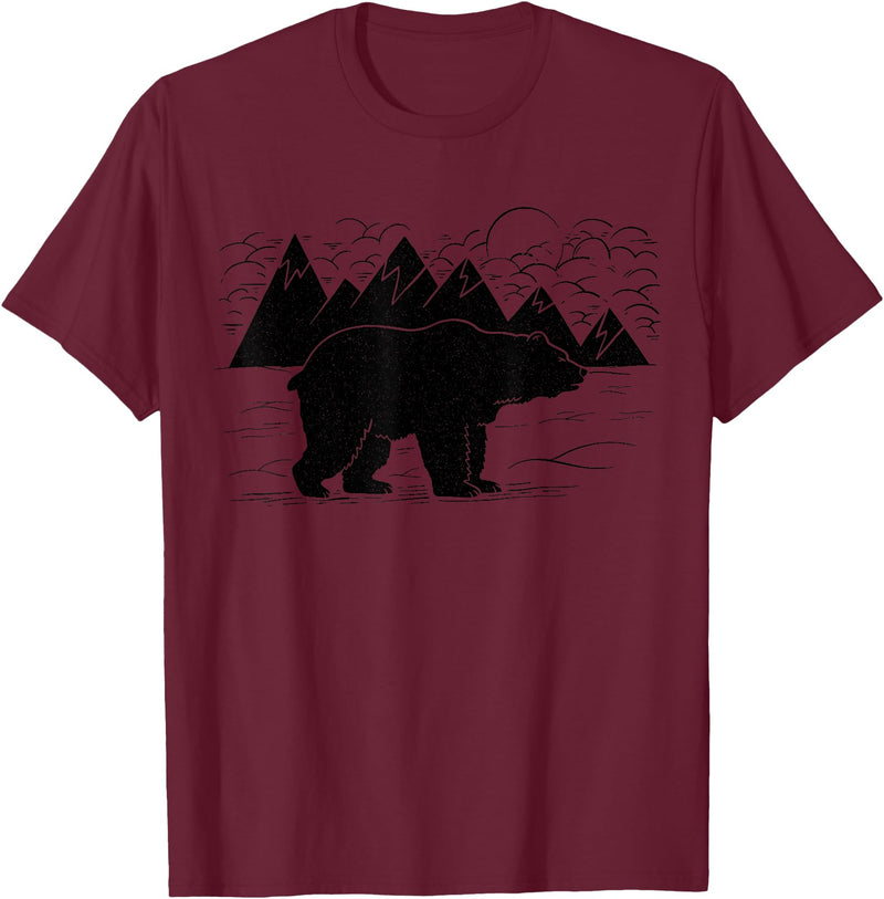 Black Bear Wildlife Animal Wilderness Graphic T-Shirt - Burgundy