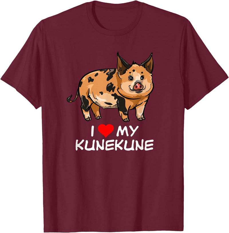 Angry Ant Graphics - Kunekune Pig Gifts I Love My Kunekune Pig T-Shirt - Burgundy