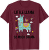 Llama Shirt Kids Boys Toddler Little Llama So Much Drama T-Shirt - Burgundy
