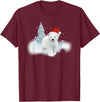 Happy Holiday Season Snow Gifts For Women Cute Christmas Polar Bear Red Santa Hat Lighted Tree Snow T-Shirt - Burgundy